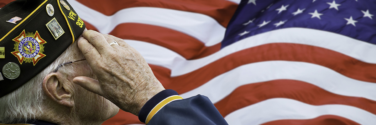 Photo of veteran saluting the flag