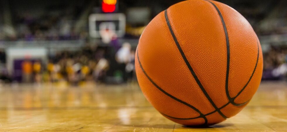 photo of a basketball on the court