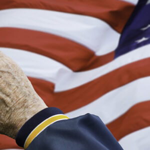 Photo of veteran saluting the flag