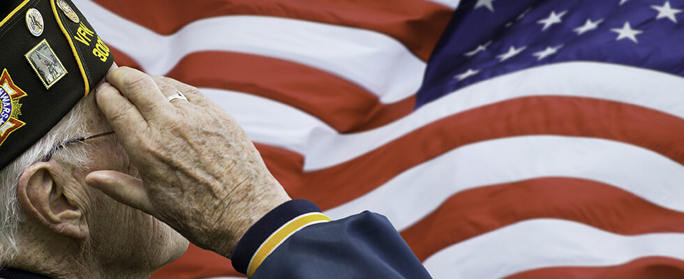Photo of veteran saluting the flag